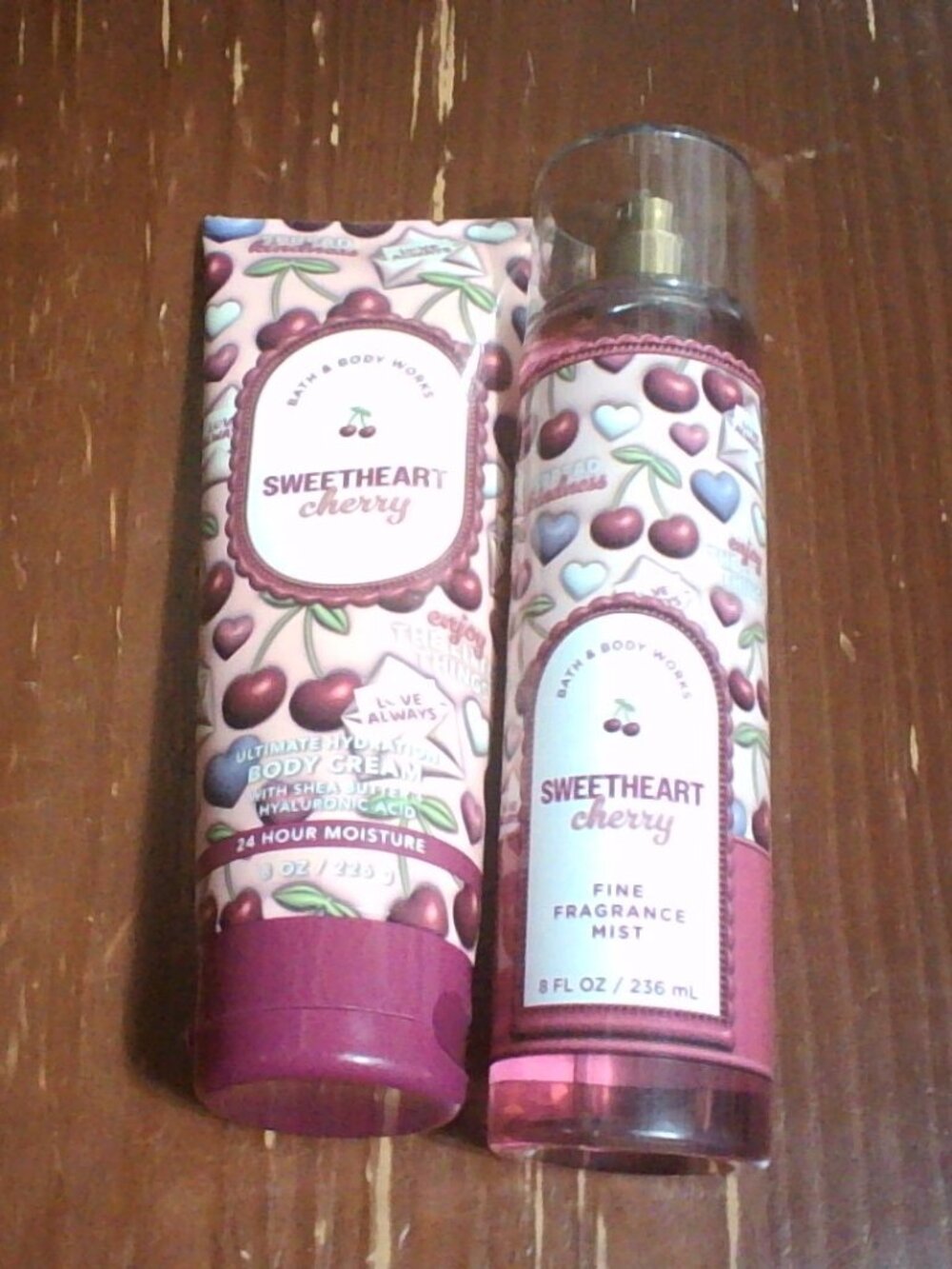 Bath & Body Works Sweetheart Cherry Body Cream & Fragrance Mist Set - Purple
